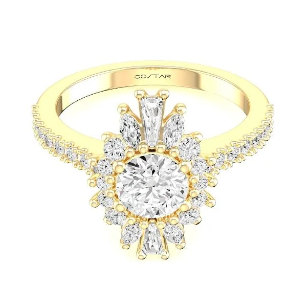 Round, Marquise, & Baguette Diamond Engagement Ring