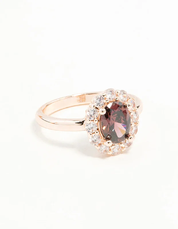 Rose Gold Pink Stone Engagement Ring