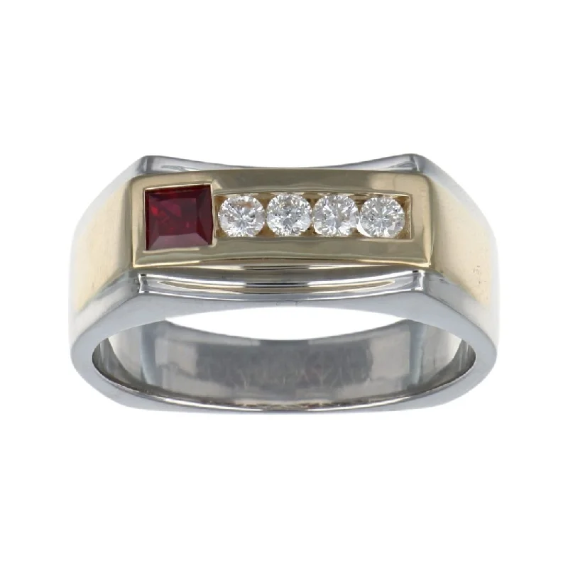 Ruby Men's Ring (Ruby 0.3 cts. White Diamond 0.23 cts.)