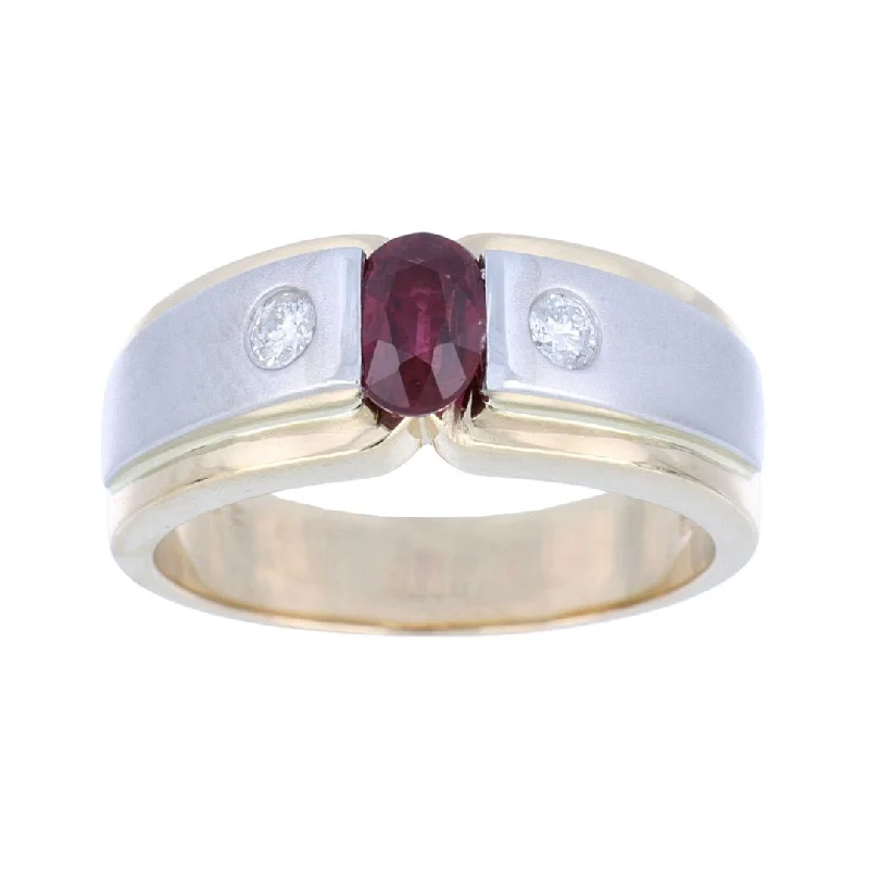 Ruby Men's Ring (Ruby 0.43 cts. White Diamond 0.18 cts.)