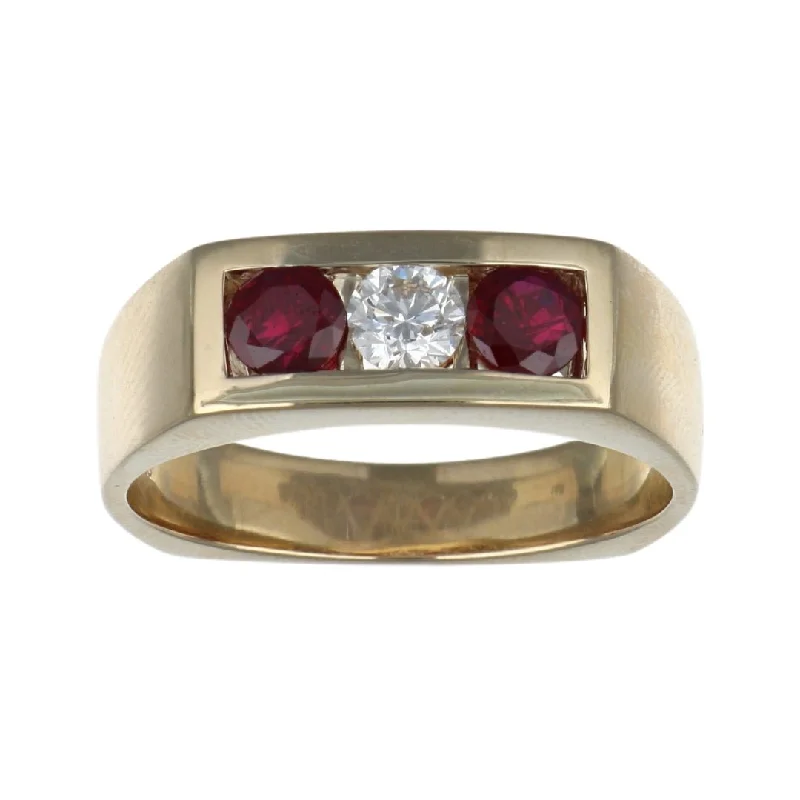 Ruby Men's Ring (Ruby 0.8 cts. White Diamond 0.32 cts.)