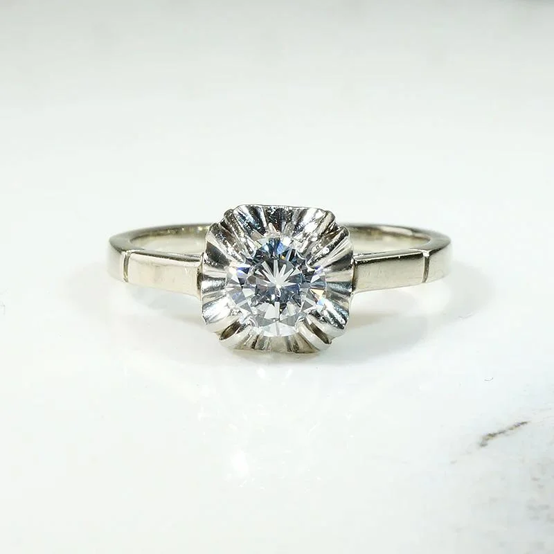 Striking Art Moderne Diamond Solitaire Ring