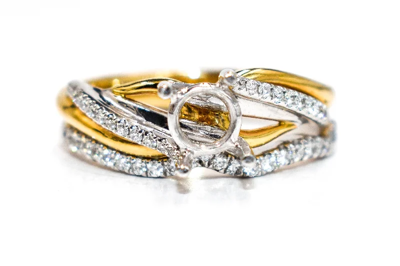 Two-Tone Twisted Round Diamond Wedding Set