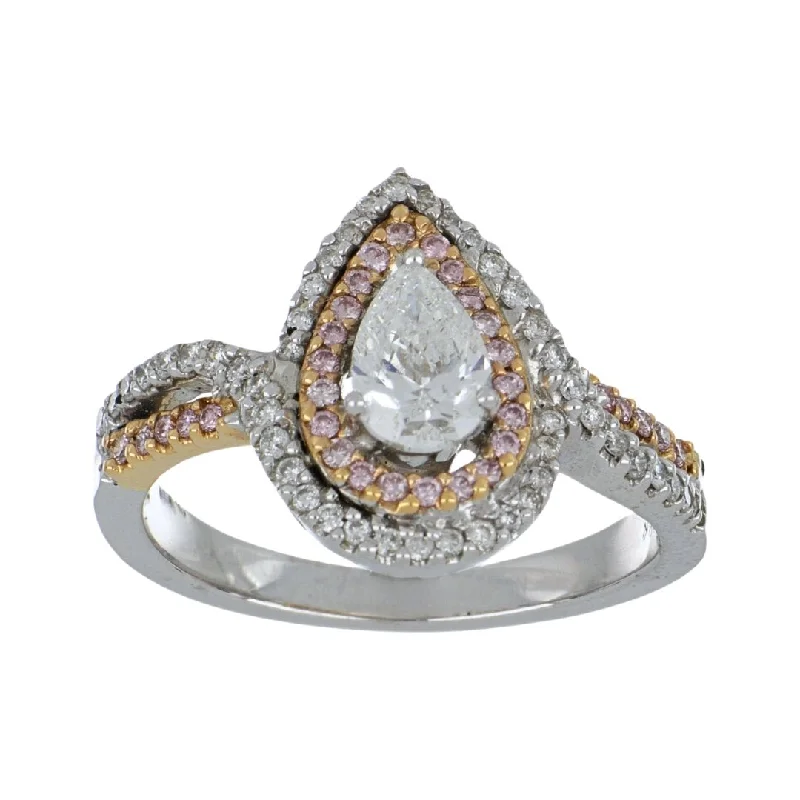 White Diamond Ring (White Diamond 0.7 cts. Pink Diamond 0.17 cts. White Diamond 0.25 cts.)