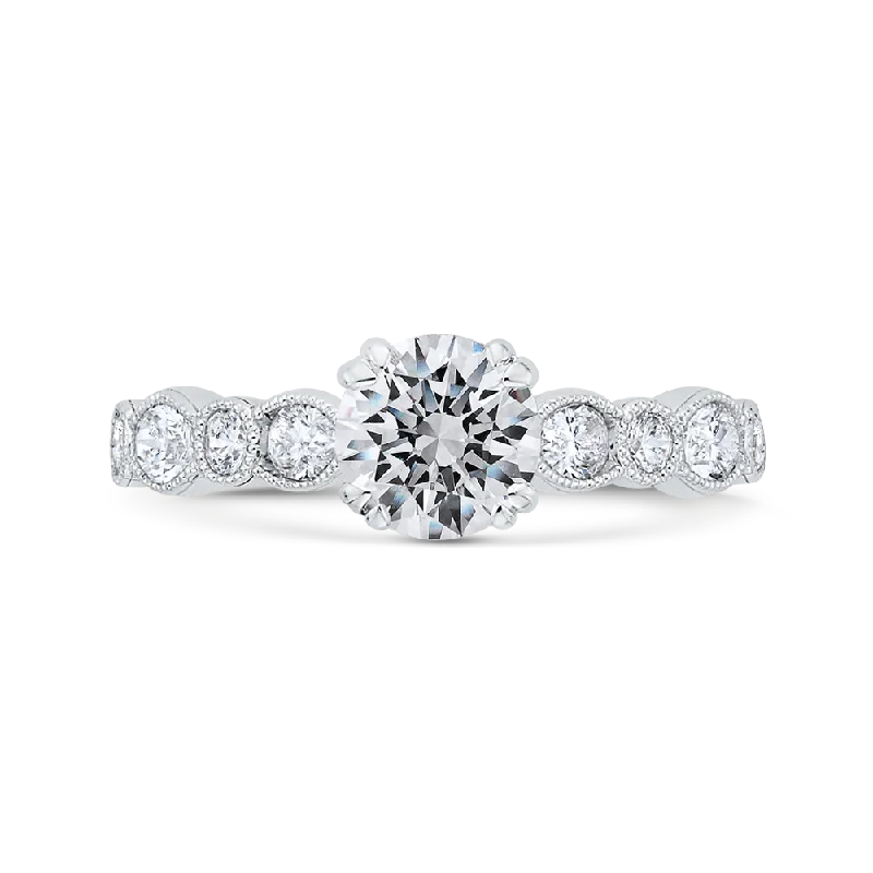 14K White Gold Diamond Engagement Ring (Semi-Mount)