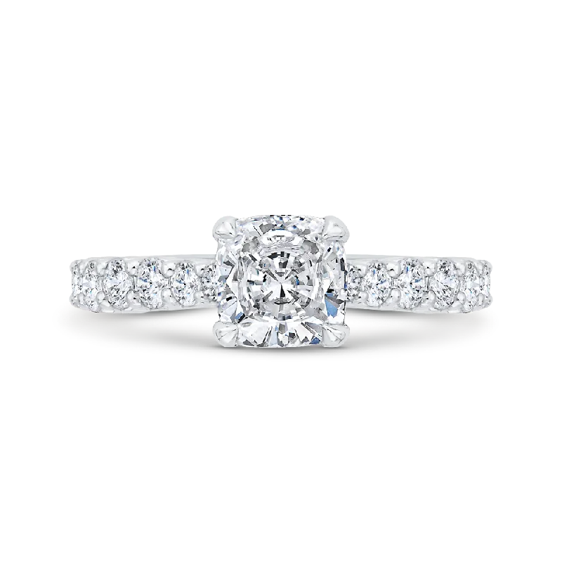 14K White Gold Diamond Engagement Ring (Semi-Mount)