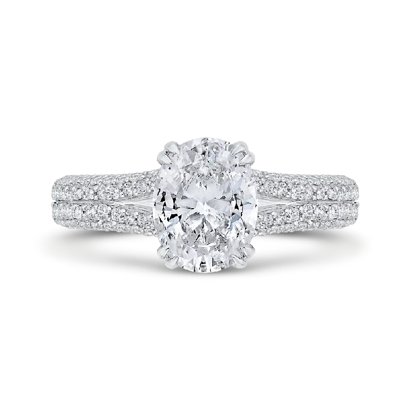 14K White Gold Diamond Engagement Ring (Semi-Mount)