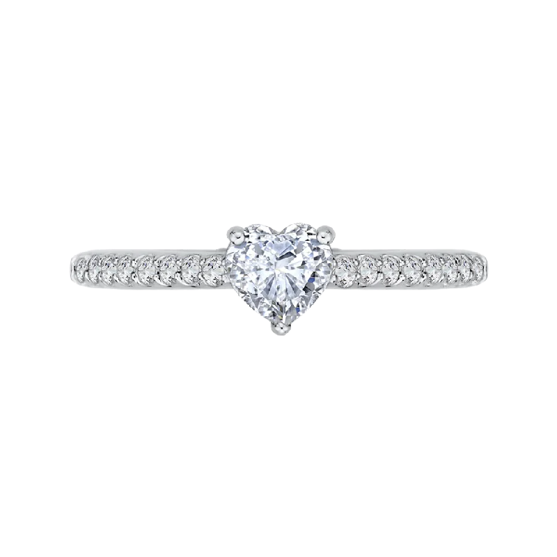 14K White Gold Heart Diamond Vintage Engagement Ring