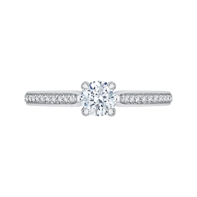 14K White Gold Round Cut Diamond Engagement Ring