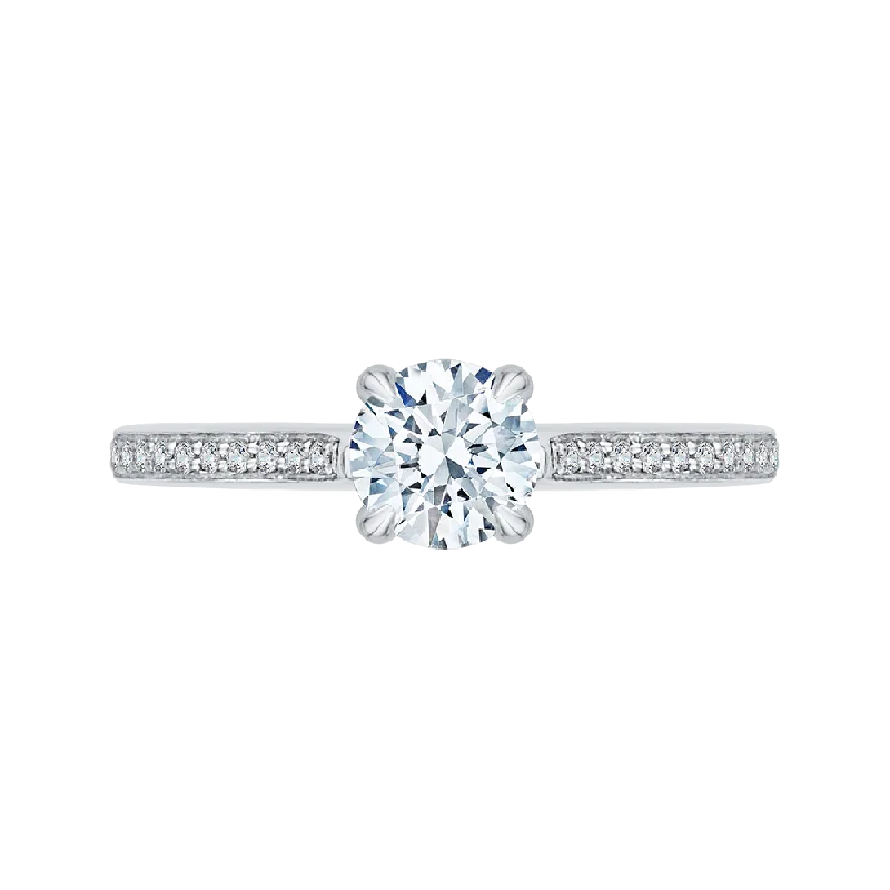 14K White Gold Round Cut Diamond Engagement Ring