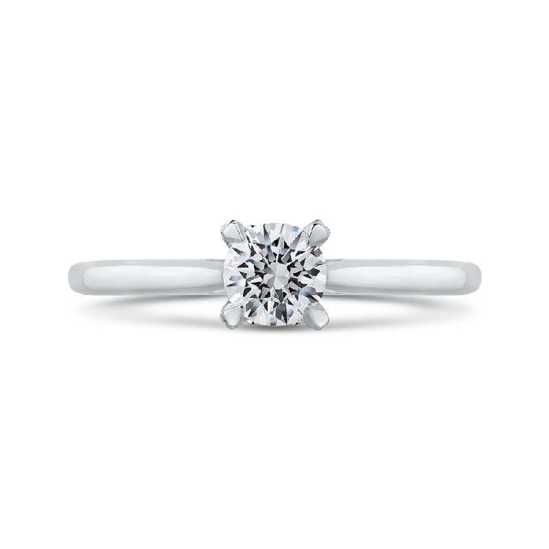 14K White Gold Round Cut Diamond Engagement Ring