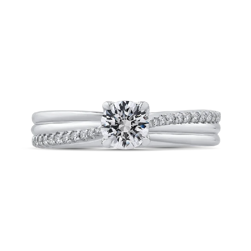 14K White Gold Round Cut Diamond Engagement Ring