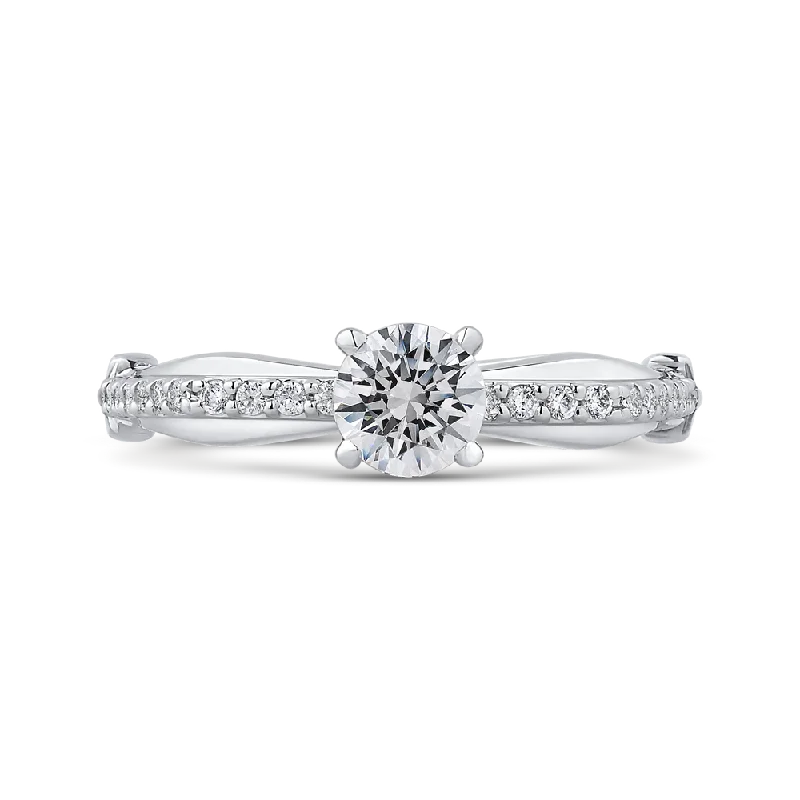 14K White Gold Round Cut Diamond Engagement Ring