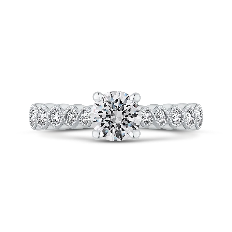 14K White Gold Round Cut Diamond Engagement Ring