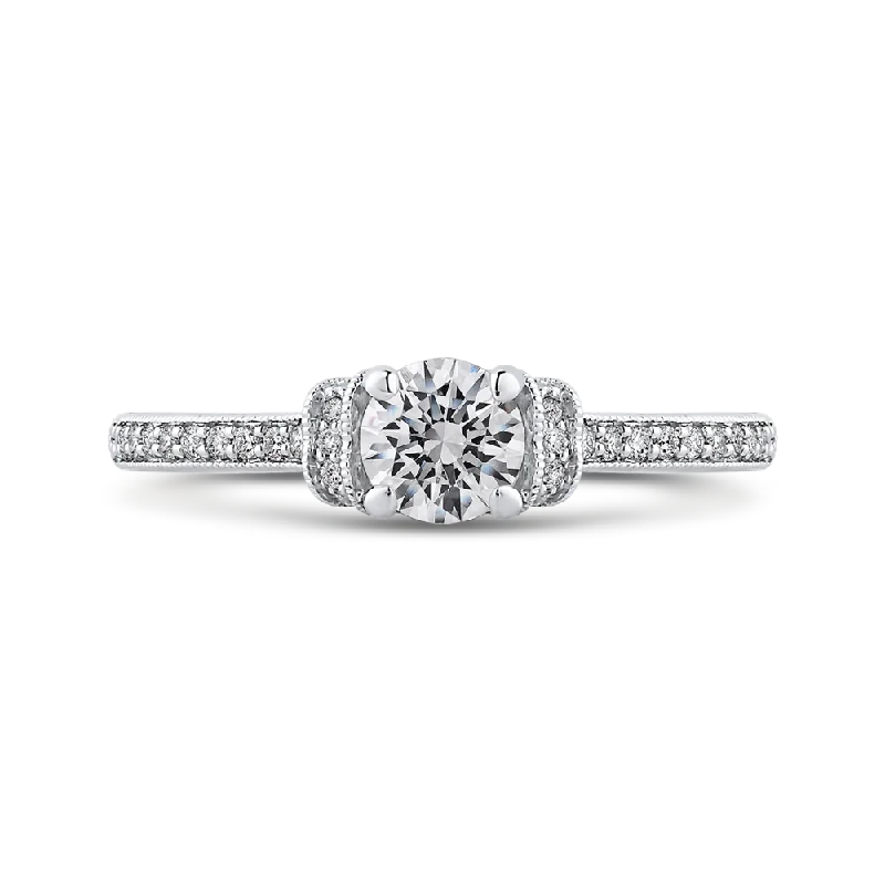 14K White Gold Round Cut Diamond Engagement Ring