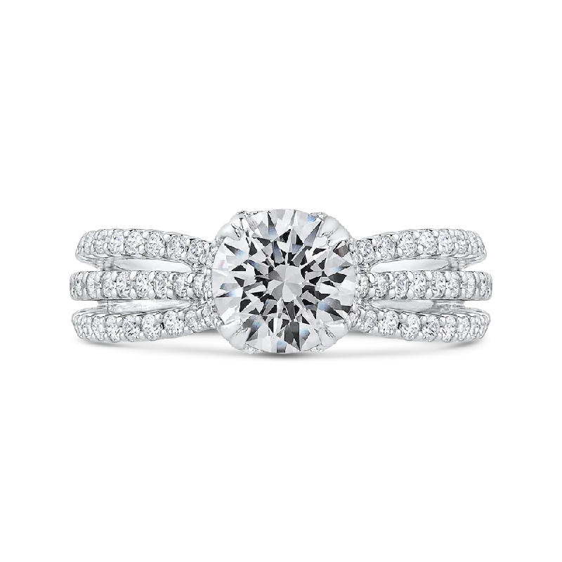 14K White Gold Round Cut Diamond Engagement Ring (Semi Mount)