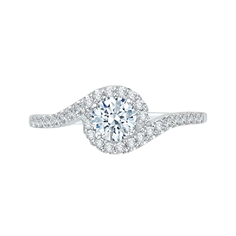 14K White Gold Round Cut Diamond Promise Engagement Ring