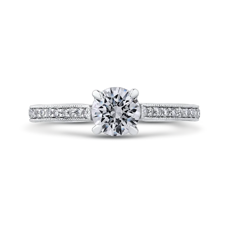 14K White Gold Round Diamond Classic Engagement Ring