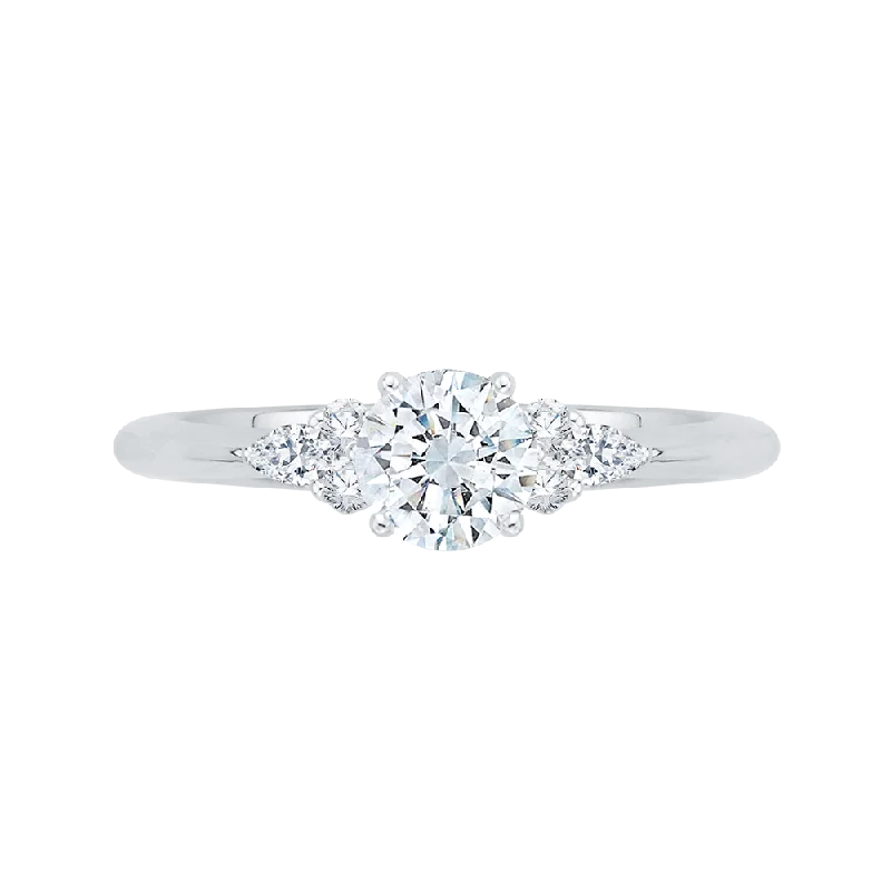 14K White Gold Round Diamond Engagement Ring