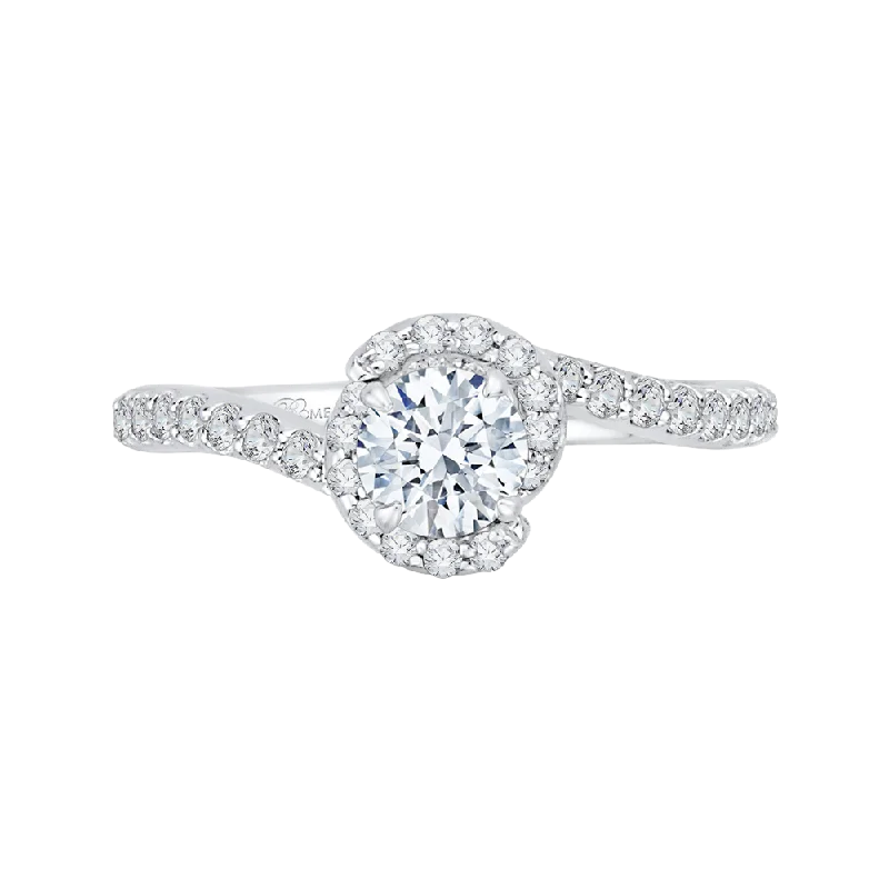 14K White Gold Round Diamond Engagement Ring