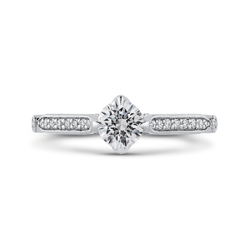 14K White Gold Round Diamond Engagement Ring