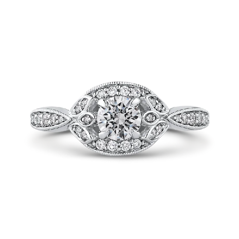 14K White Gold Round Diamond Engagement Ring