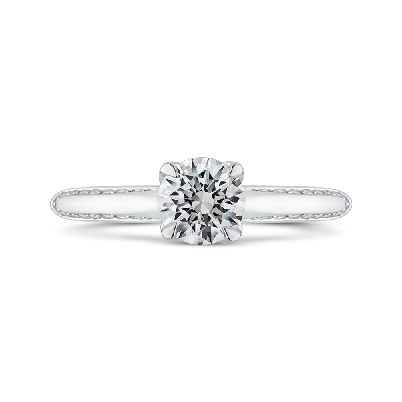 14K White Gold Round Diamond Engagement Ring