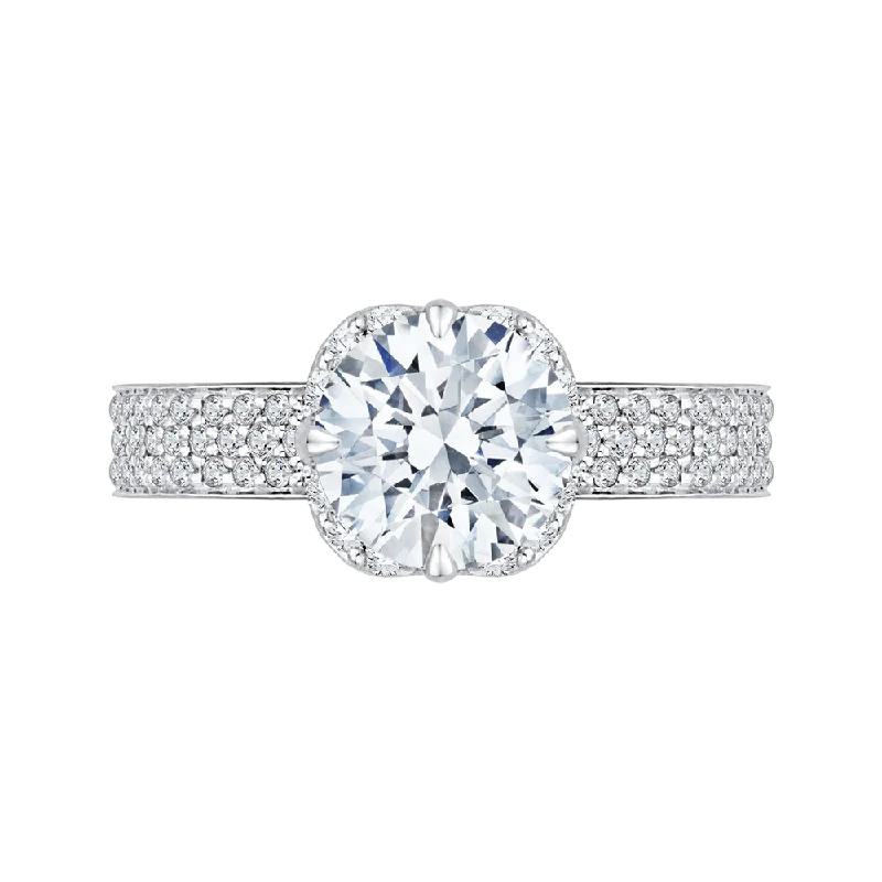 14K White Gold Round Diamond Engagement Ring (Semi Mount)