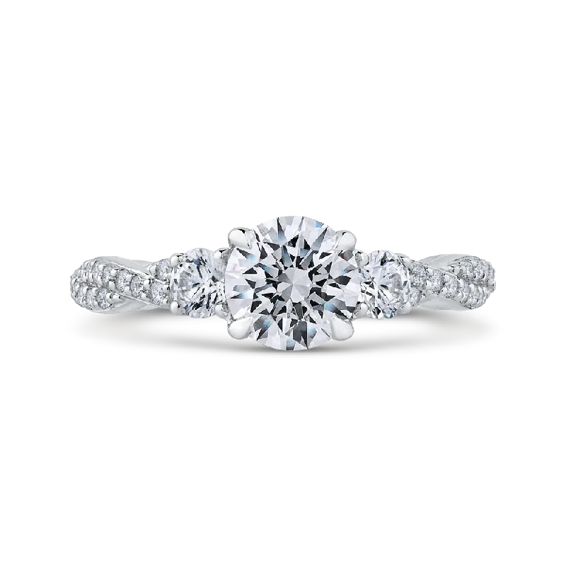 14K White Gold Round Diamond Engagement Ring with Split Shank (Semi Mount)