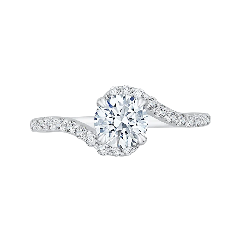 14K White Gold Round Diamond Promise Engagement Ring