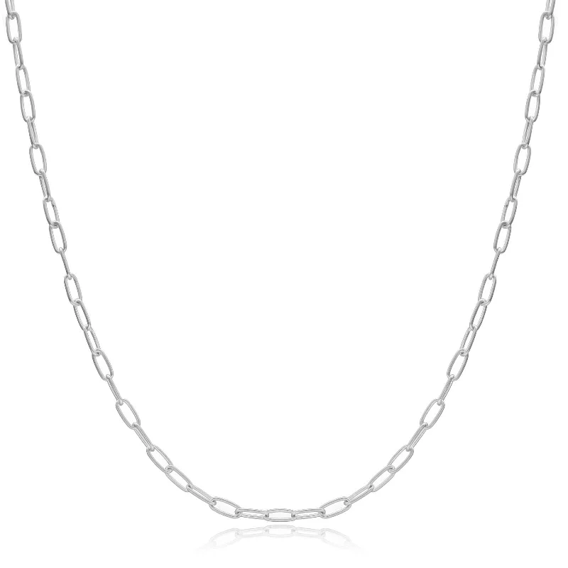 18K White Gold Vermeil Sterling Silver Long Link Chain