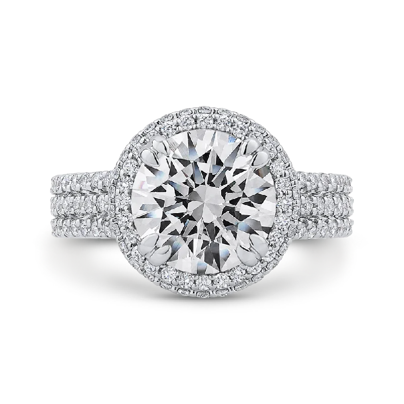 18K White Gold Round Cut Diamond Engagement Ring (Semi-Mount)