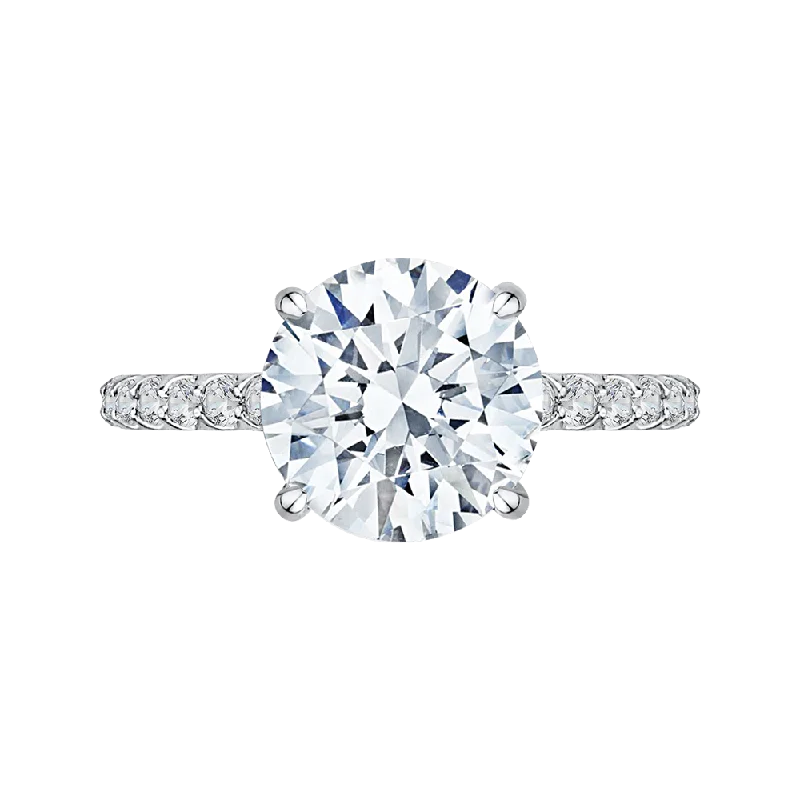 18K White Gold Round Diamond Engagement Ring (Semi-Mount)