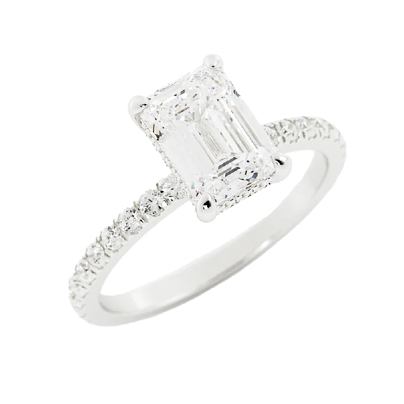 2.2 Carat Emerald Cut Diamond Engagement Ring 14k White Gold