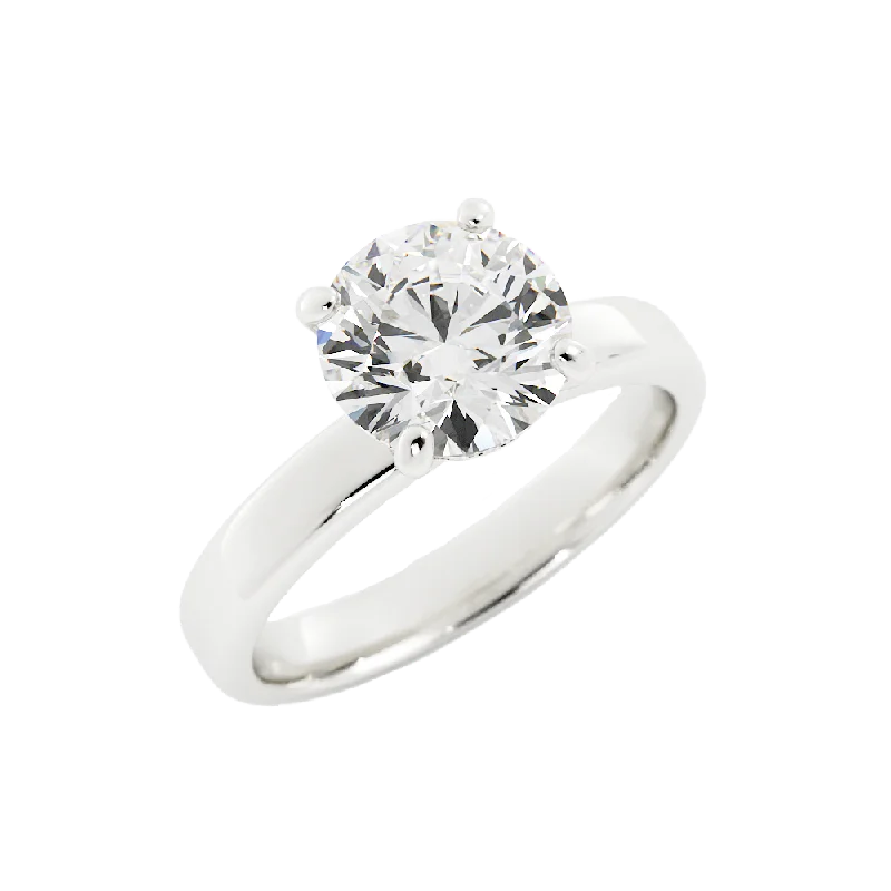 2.2 Carat Round Cut Moissanite Engagement Ring 14k White Gold