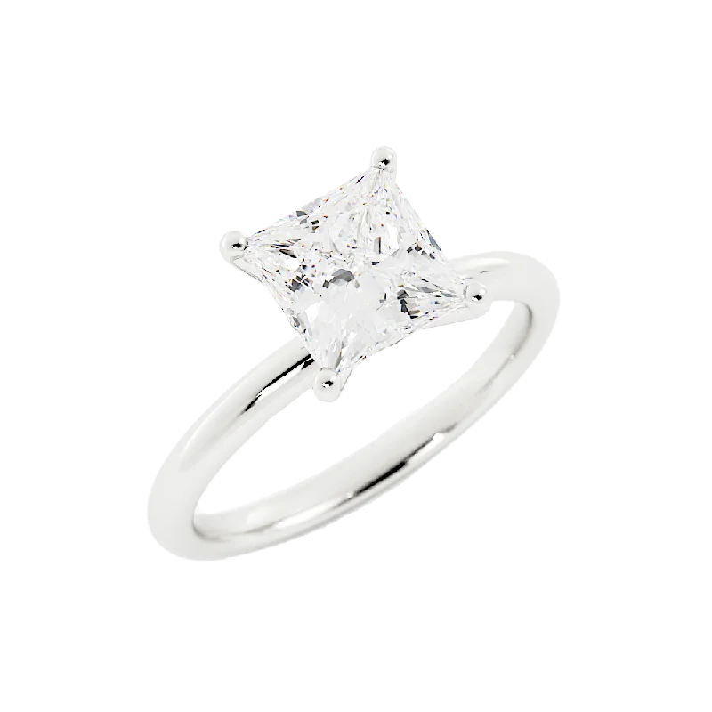 2.3 Carat Princess Cut Moissanite Engagement Ring 14k White Gold