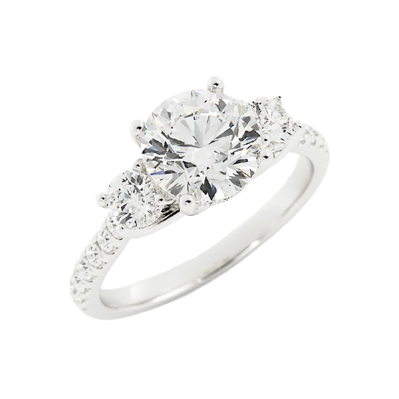 2.4 Carat Round Cut Diamond Engagement Ring 14k White Gold