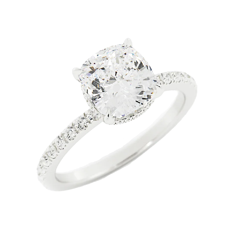 2.4 Carat Round Cut Moissanite Engagement Ring 14k White Gold