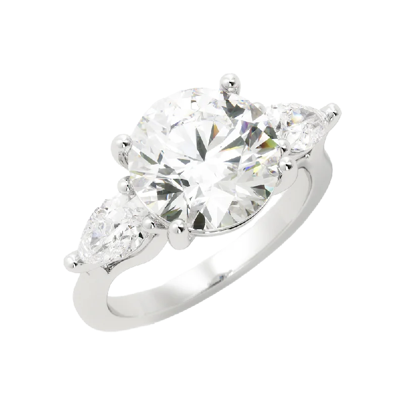 3.0 Carat Round Cut Moissanite Engagement Ring 14k White Gold