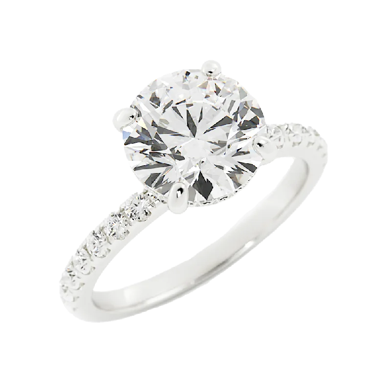 2.6 Carat Round Cut Diamond Engagement Ring 14k White Gold