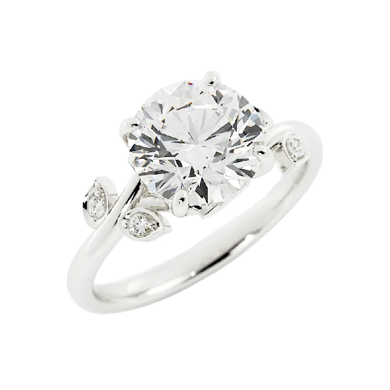 2.6 Carat Round Cut Diamond Engagement Ring 14k White Gold