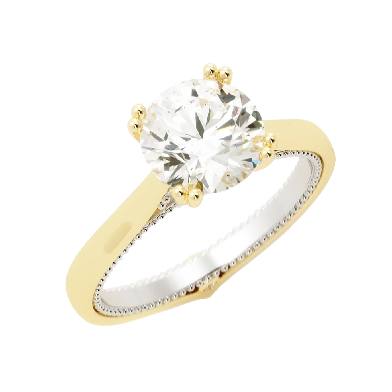 2.9 Carat Round Cut Diamond Engagement Ring 14k Yellow/White Gold