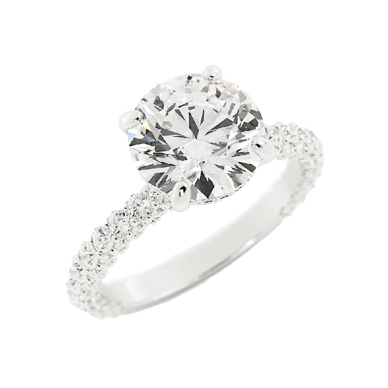 3.2 Carat Round Cut Diamond Engagement Ring 14k White Gold