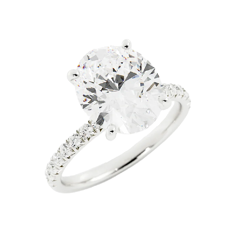 4.4 Carat Oval Cut Diamond Engagement Ring 14k White Gold