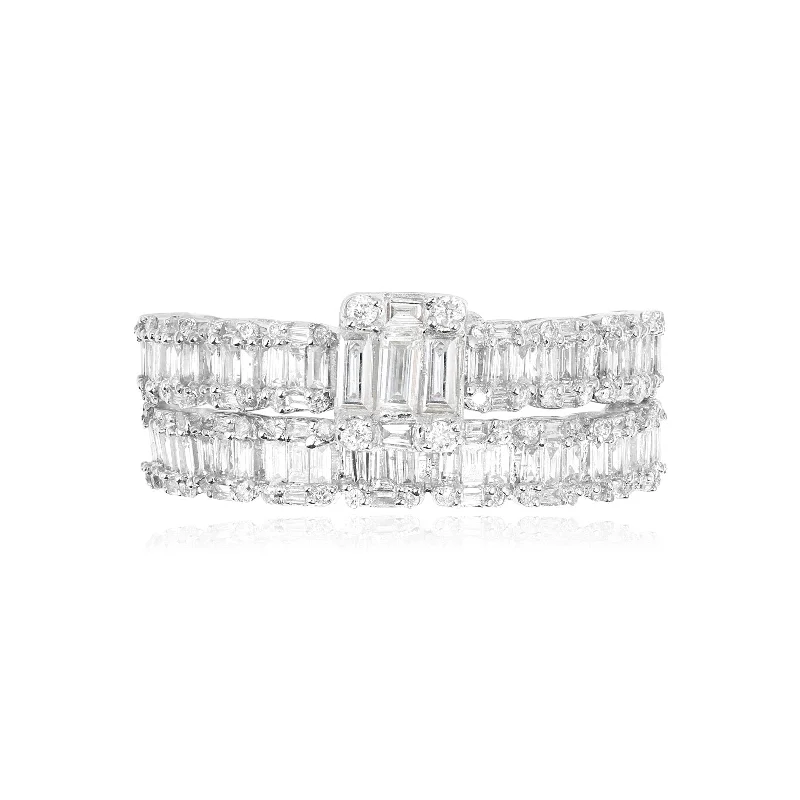 Baguette Diamond Eternity Bands in Solid 18k White Gold