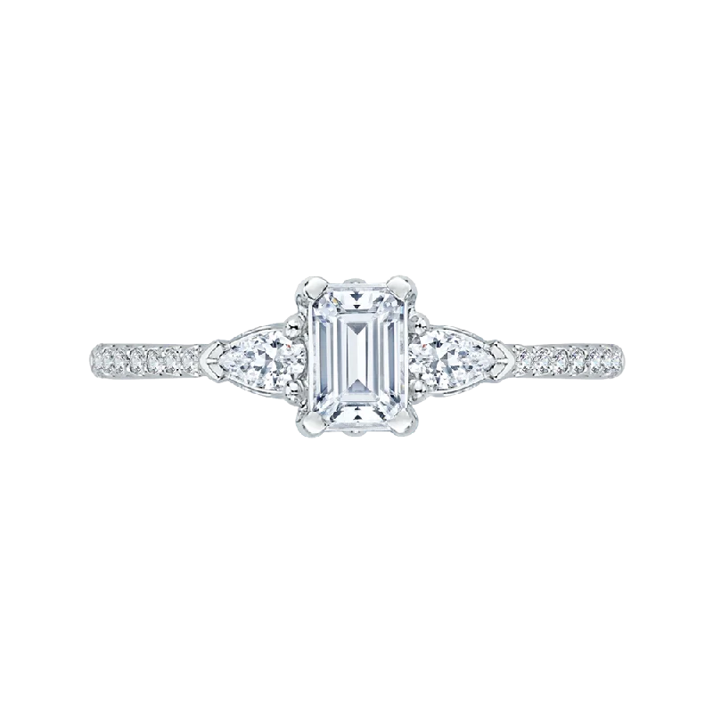 Emerald Cut Diamond Engagement Ring In 14K White Gold