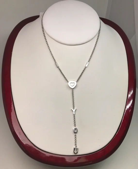 Original Chopard 18K White Gold Happy Diamonds I Love You Pendant Necklace