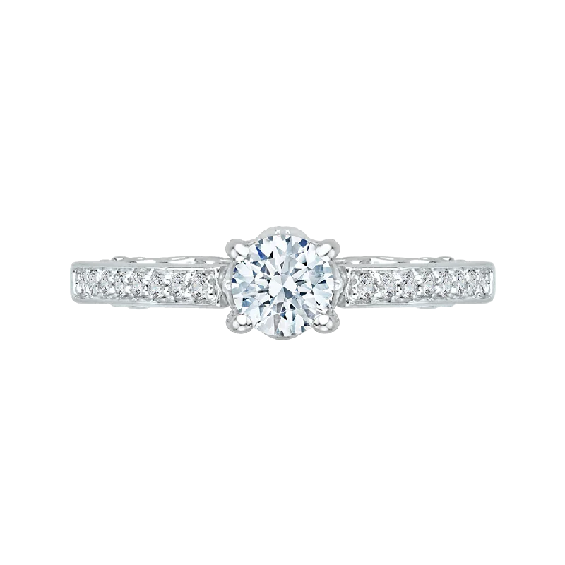 Round Diamond Engagement Ring In 14K White Gold