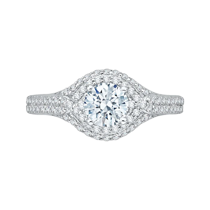 Round Diamond Engagement Ring In 14K White Gold