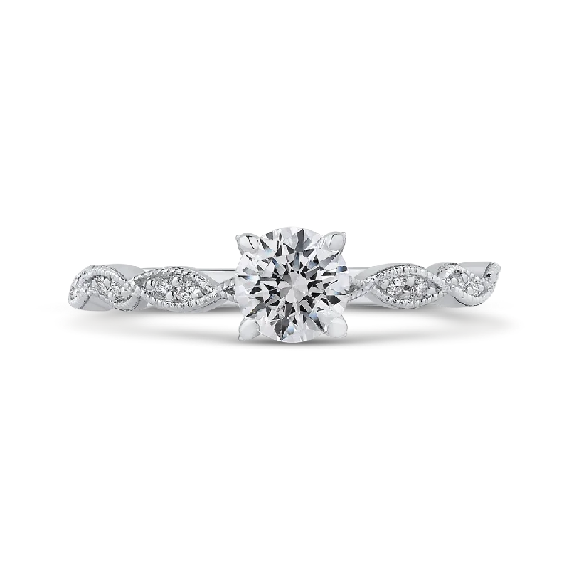 Round Diamond Engagement Ring In 14K White Gold